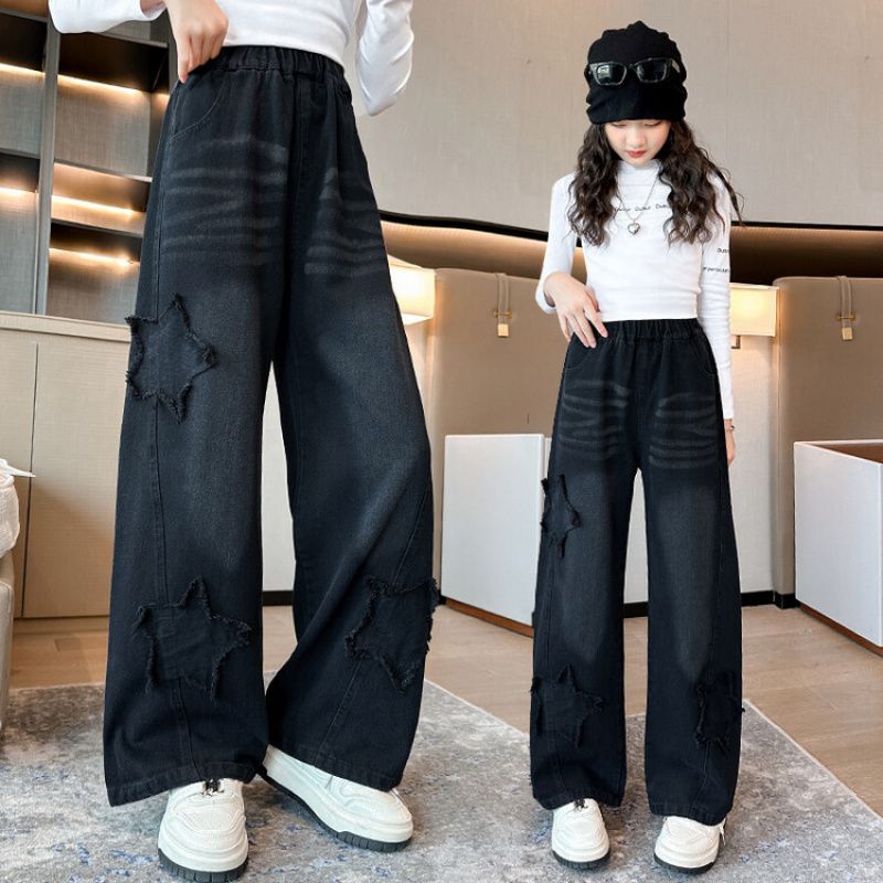 Black Five-pointed Star Wide-leg Pants