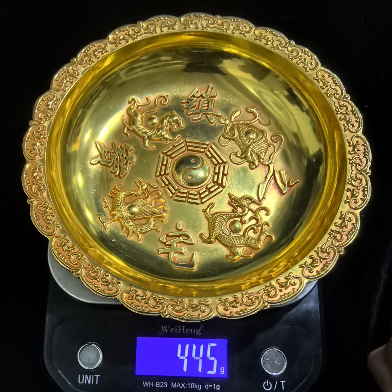 Antique Bronze Pure Copper Gilt Plate Dish Home Furnishings Antique Collection