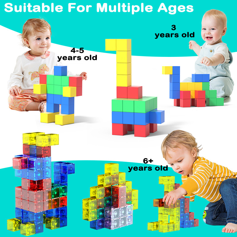 Children's DIY Cube Magnetic Geometry Magnetic Suction Building Blocks Teaching Aids Magnet Square Assembled Building Blocks Toy suit