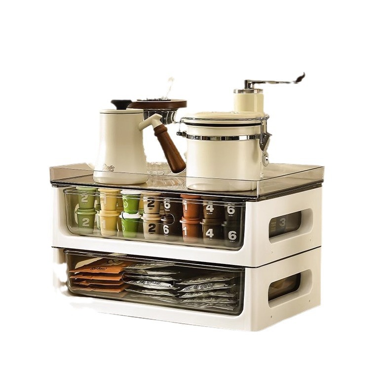 Cross-Border Tea Bag Storage Box Coffee Capsule Storage Rack Pantry Cup Water Cup Organizer Office Tea Snacks
