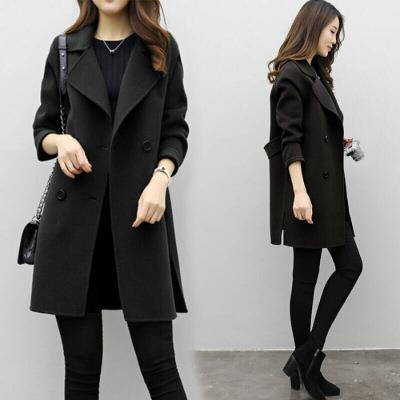 Foreign trade explosion 2024 autumn and winter new coat woolen coat women's long cocoon double-breasted woolen loose slim
