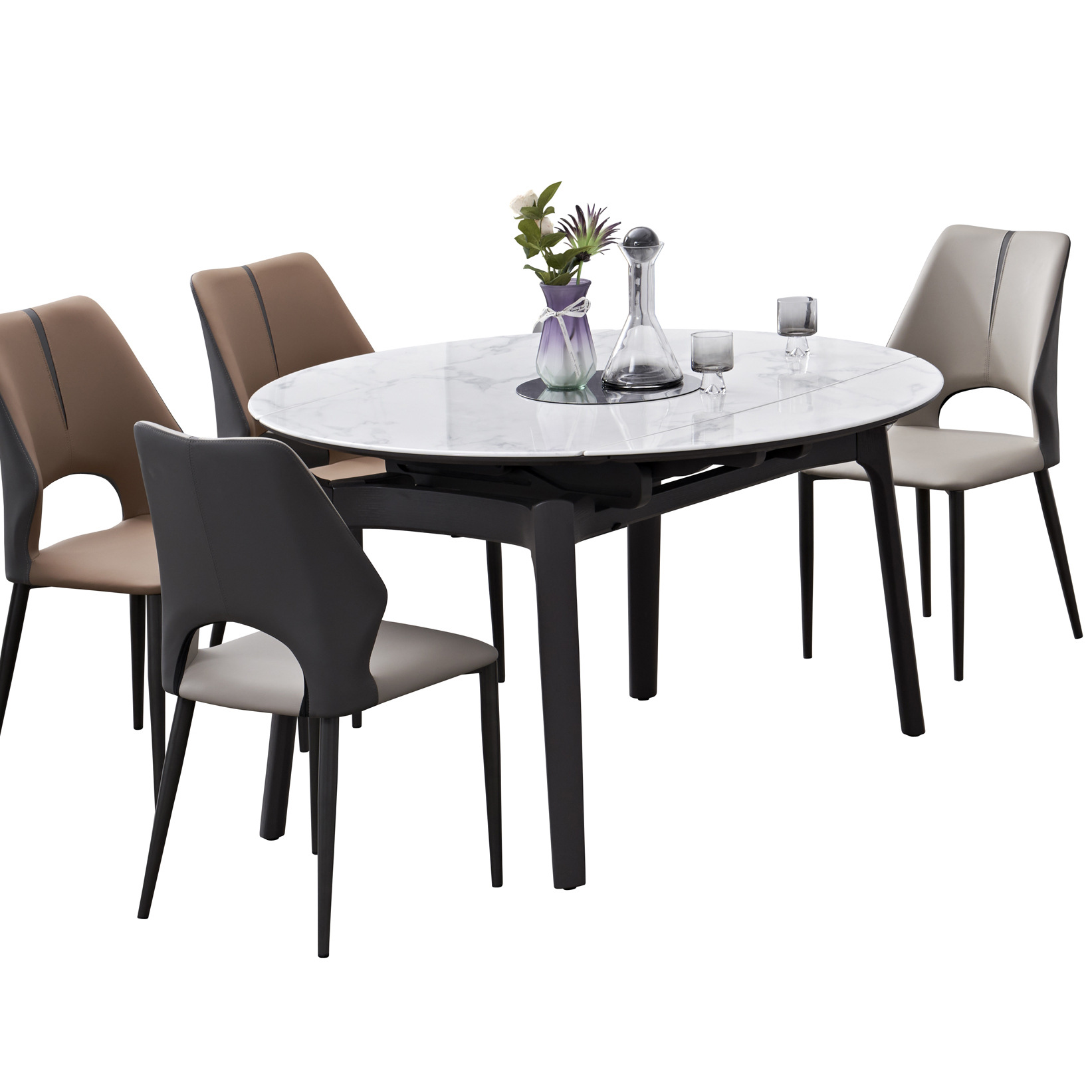 Modern Simple Furniture Microcrystalline Stone Round Square Variable Dining Table and Chair Coffee Table TV Cabinet Combination Household