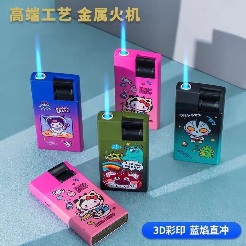 Factory wholesale Zhengda F09 break-off machine Jin Bohong 8059 creative metal direct lighter pull-down ignition