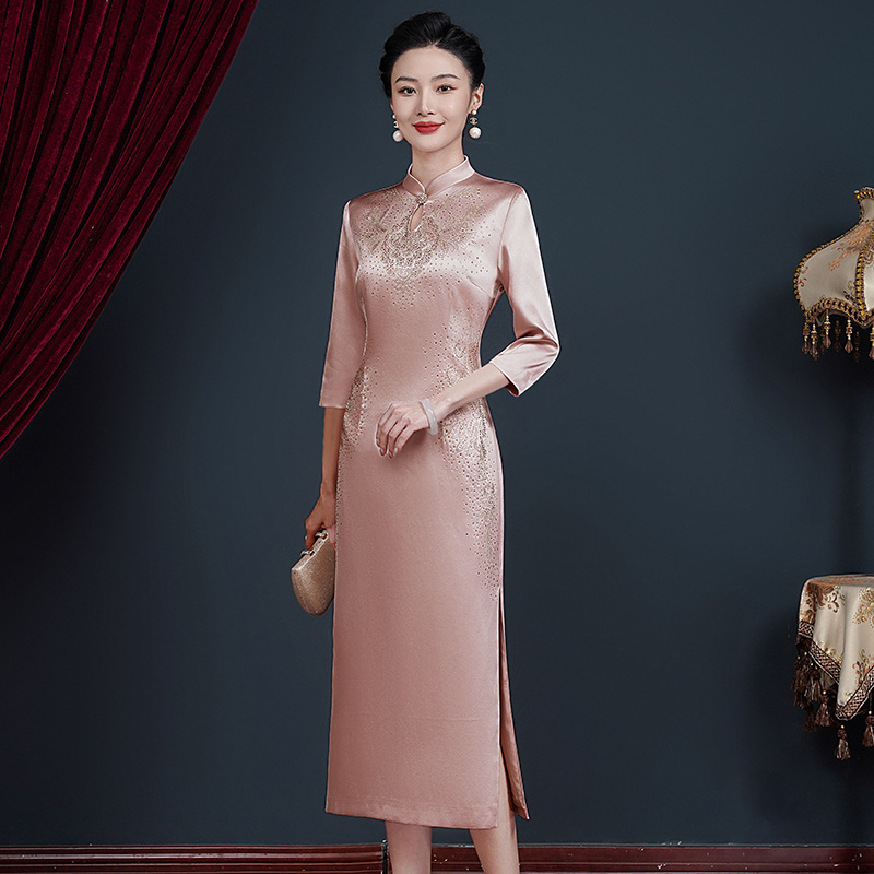 Spring and Autumn Mother Wedding Dress Noble Young Usually Wearing Foreign-style Happy Mother-in-law Wedding Dress Cheongsam dress