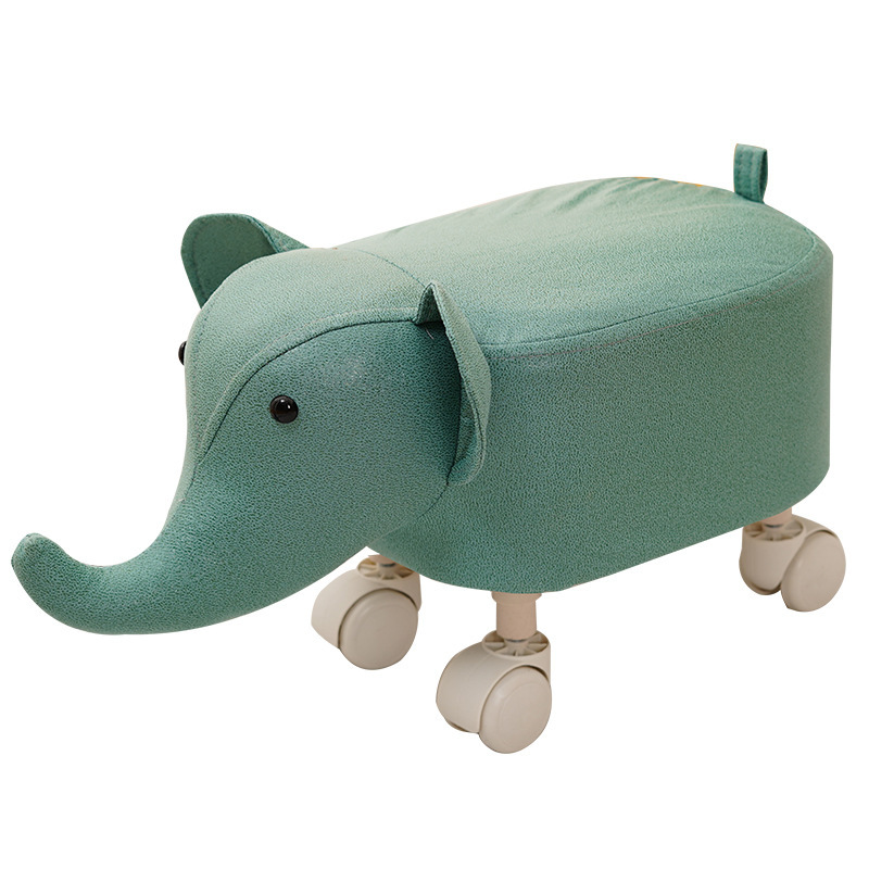 Cute Children's Animal Stool Technology Cloth Removable and Washable Soft Bag Animal Pulley Small Stool Living Room Home Shoe Changing Stool
