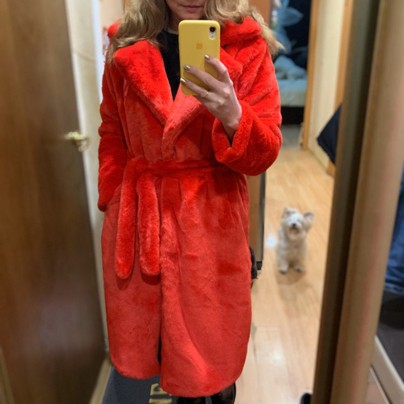 2024 AliExpress winter fashion new high quality imitation fur long coat women with cotton warm mink cashmere exterior