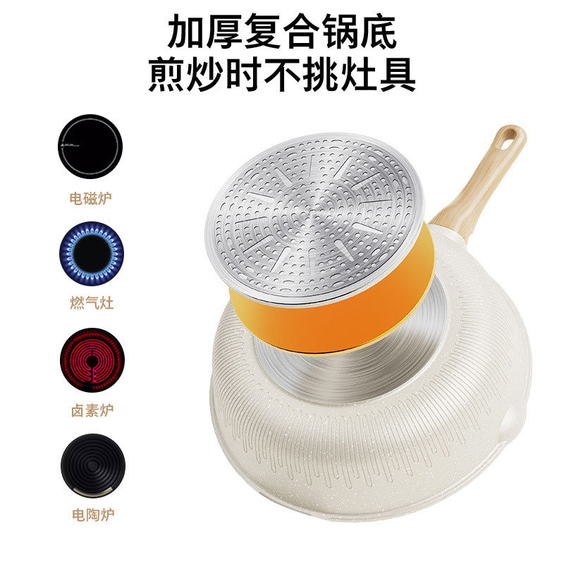 Household Kitchen Maifan Stone Frying Wok Fume-free Wok Non-stick Pan Frying Egg Pan Universal Induction Cooker Pan