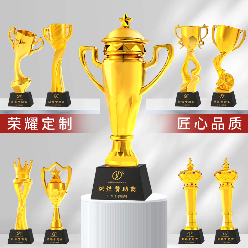 Crystal Trophy Customized Creative Resin Gold-Plated Thumb Five-Pointed Star Trophy Engraved Competition Company Annual Meeting Awards