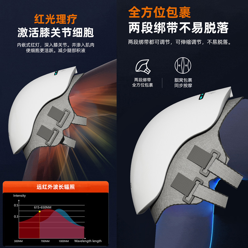 2025 New Point Vibrating Knee Massager Three-Speed Hot Compress Infrared Laser Physiotherapy Warm Knee Massager Manufacturer