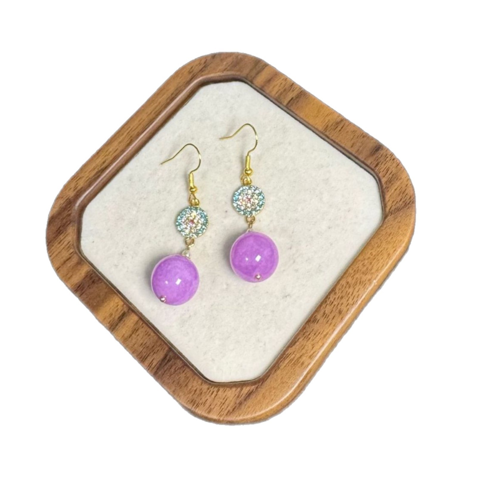 Factory Direct Supply Spot Wholesale Natural Purple Agate Earrings