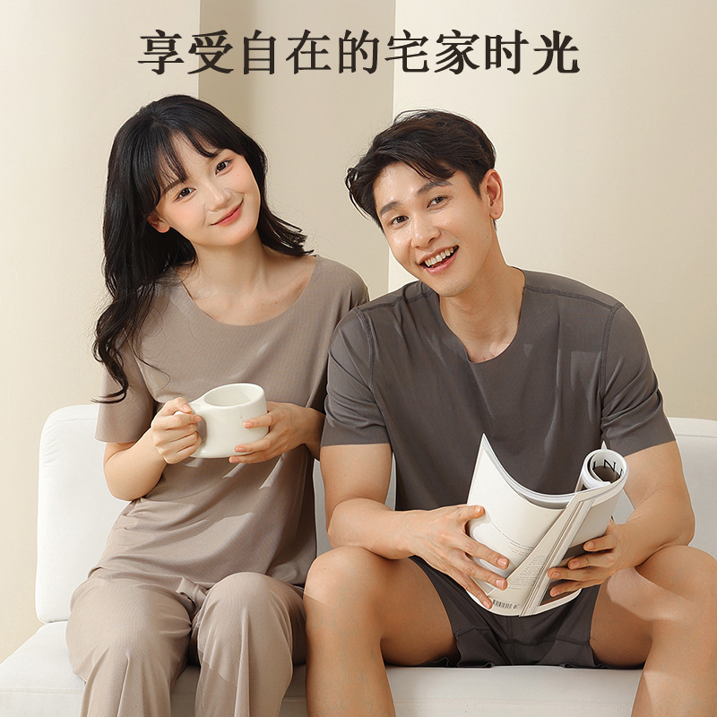 Комплект пижам для пар из льняного шелка, летние свободные домашние вещи для женщин, оптовая продажа