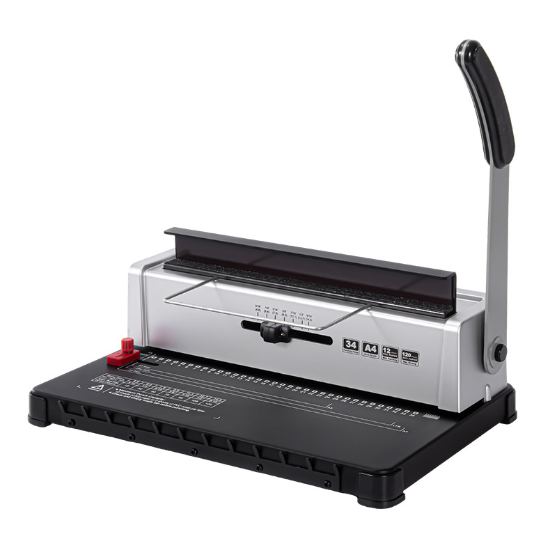 Cross-Border 34 Square Hole Iron Ring Binding Machine Contract Tender Punching Binding Machine Iron Ring Double Coil Punching Binding Round Hole