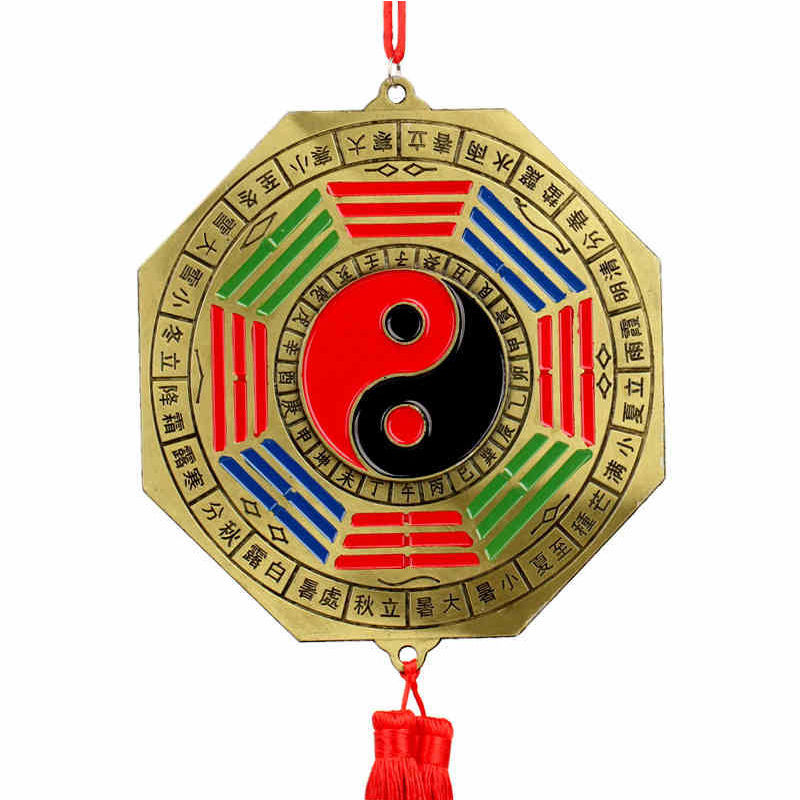 Five Elements Yin Yang Tai Chi Bagua Mirror Twelve Zodiac Signs Twenty-Four Solar Terms Temple Office Door Pendant Chinese Feng Shui