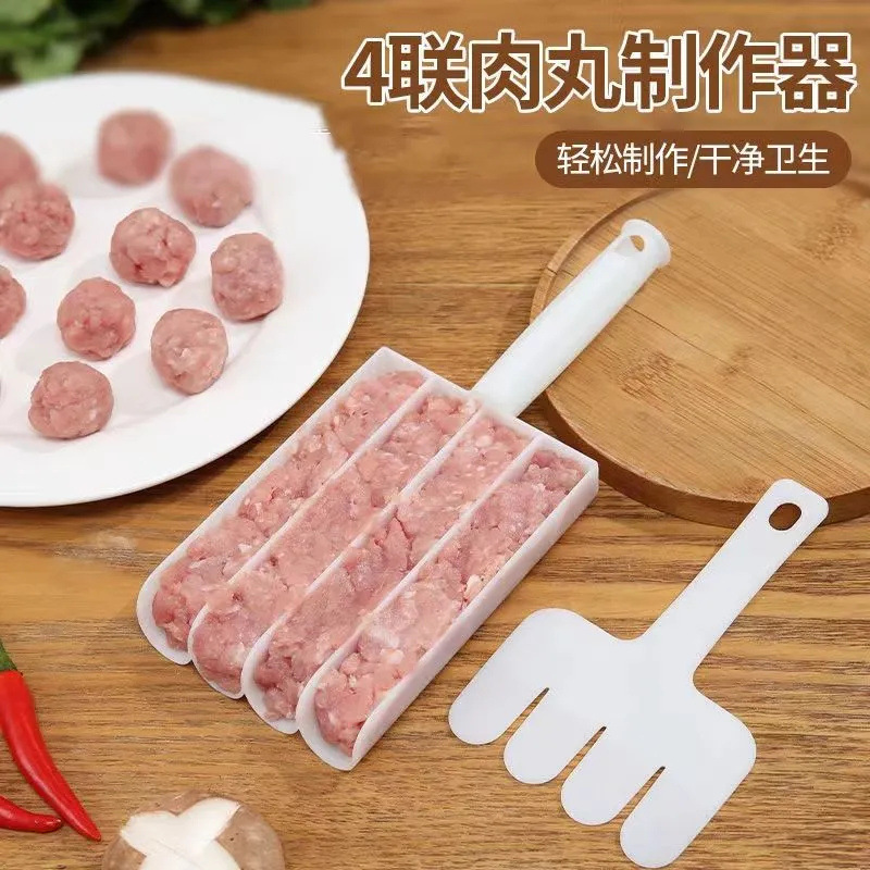Household Meatball Artifact Quadruple Meatball Maker Kitchen Non-stick Squeeze Fish Ball Press Meatball Tool