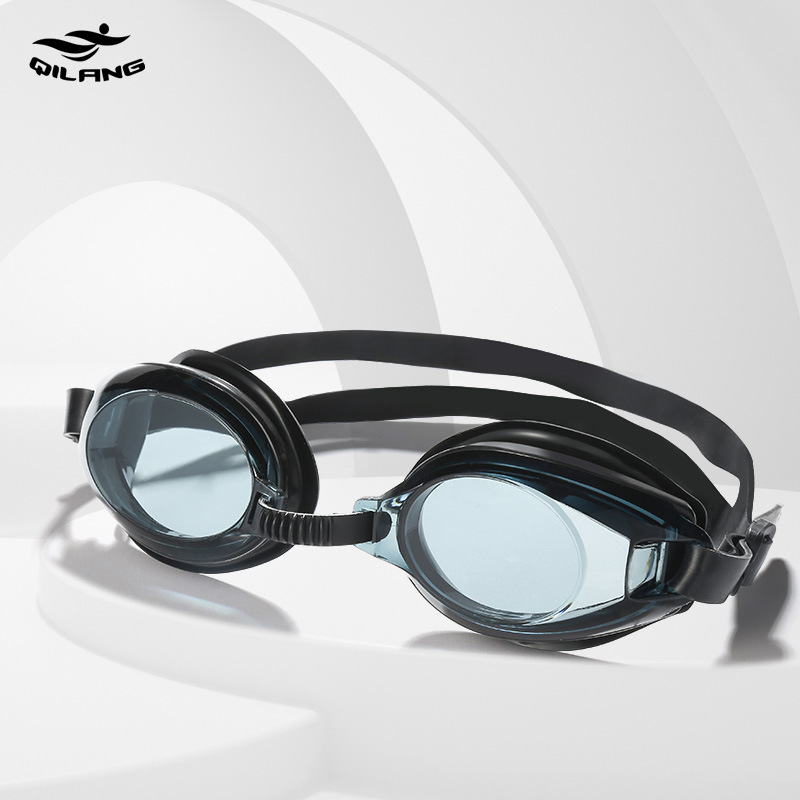 Qilang Swimming Goggles Wholesale Adult and Children Universal Boxed Bagged High-Definition Waterproof Flat Diving Glasses Cross-Border
