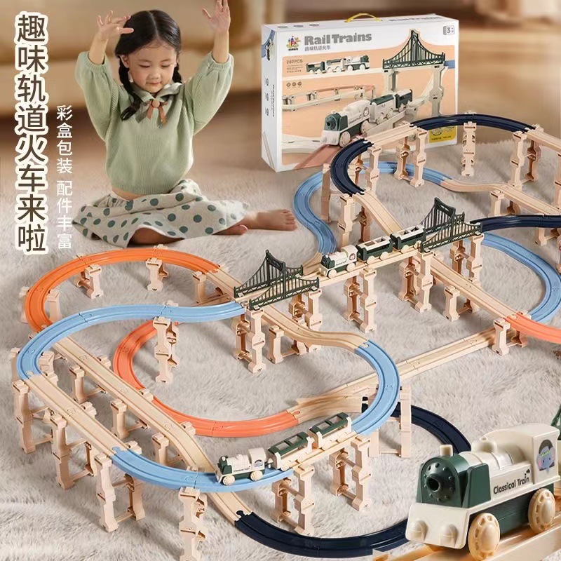 Электрическая собранная игрушка-поезд, DIY строительные блоки, креативный подарок для мальчиков