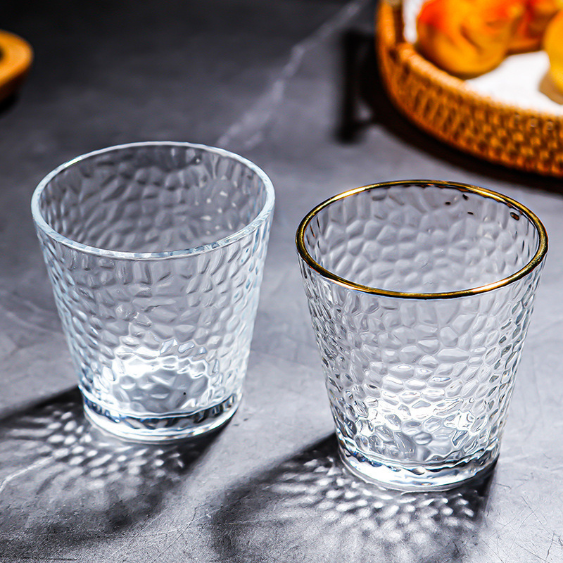 Creative Japanese Style Phnom Penh Hammer Glass Household Light Luxury Glass Water Cup Instagram Style Transparent Milk Cup Coffee Cup