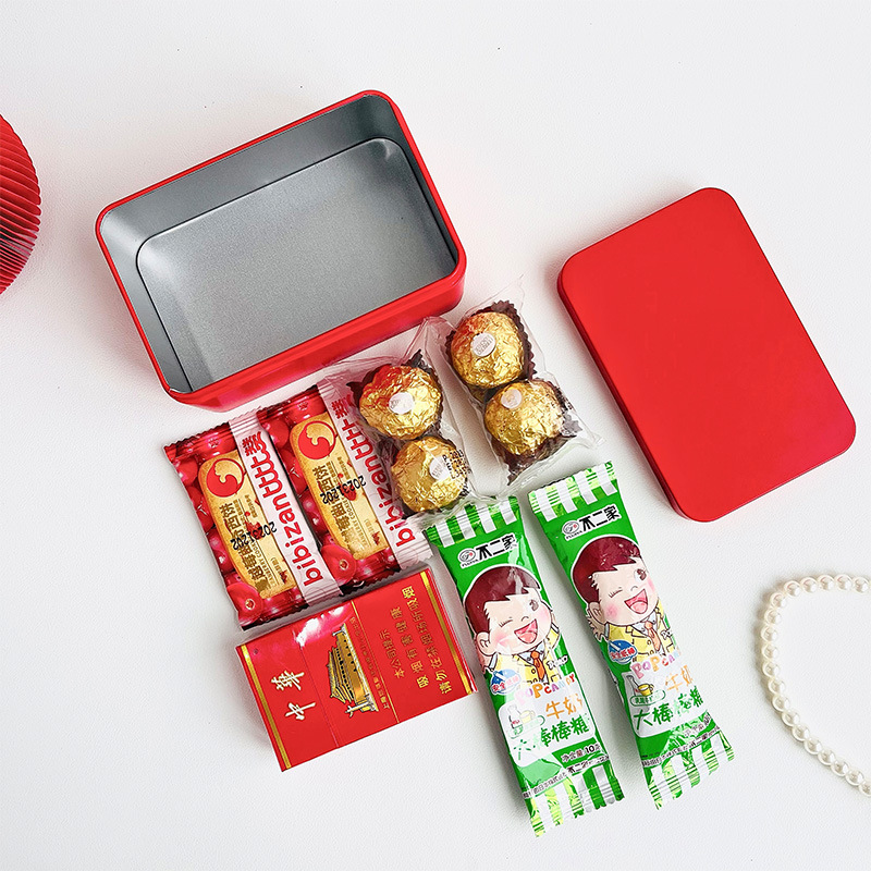 Rectangular Tinplate Box Wedding Gift Candy Box Can Put Cigarette Tea Bag Sealed Tea Cans Cosmetic Candy Box