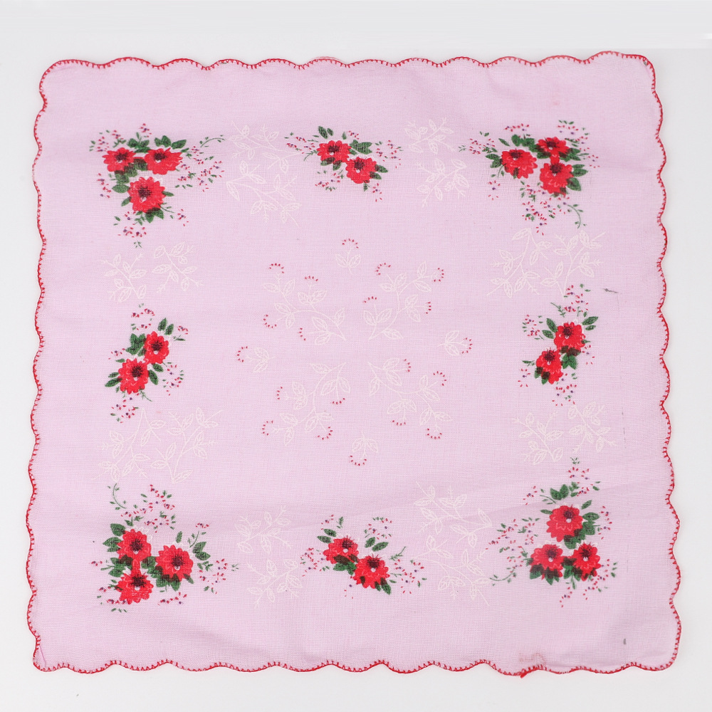 Classic crescent edge ladies hot wholesale cotton handkerchief vintage vintage handkerchief thin cross-border products 29cm