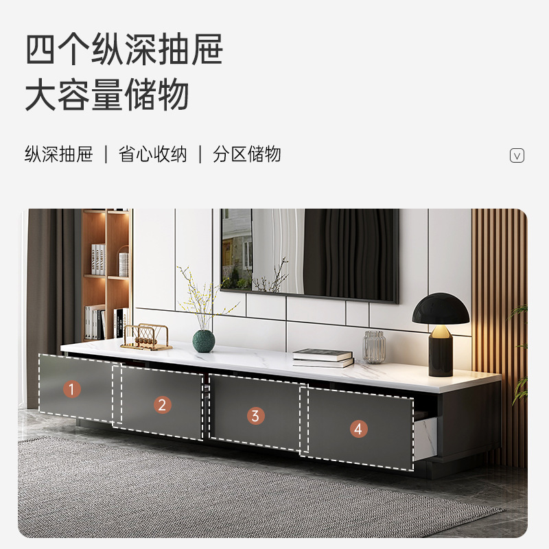 Tv Cabinet Modern Simple Coffee Table Combination Small Apartment Home Living Room Light Luxury Italian Floor Cabinet Bedroom Tv Cabinet