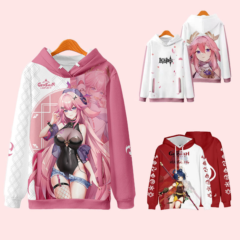 2023 игра Оригинальный Бог восемь божественных сыновей COS аниме капюшонный свитер двумерный юань Бог 3D цифровая печать кросс-бордовый