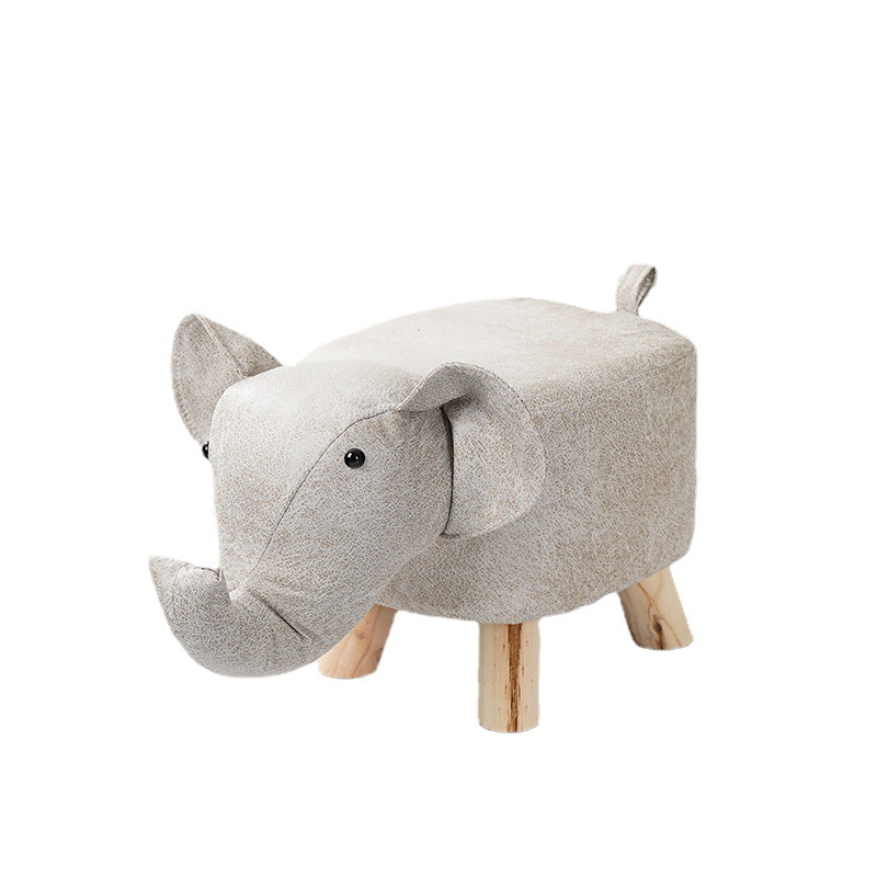 Technology cloth animal stool elephant fawn cartoon solid wood four-legged shoe stool manufacturers a generation of hair