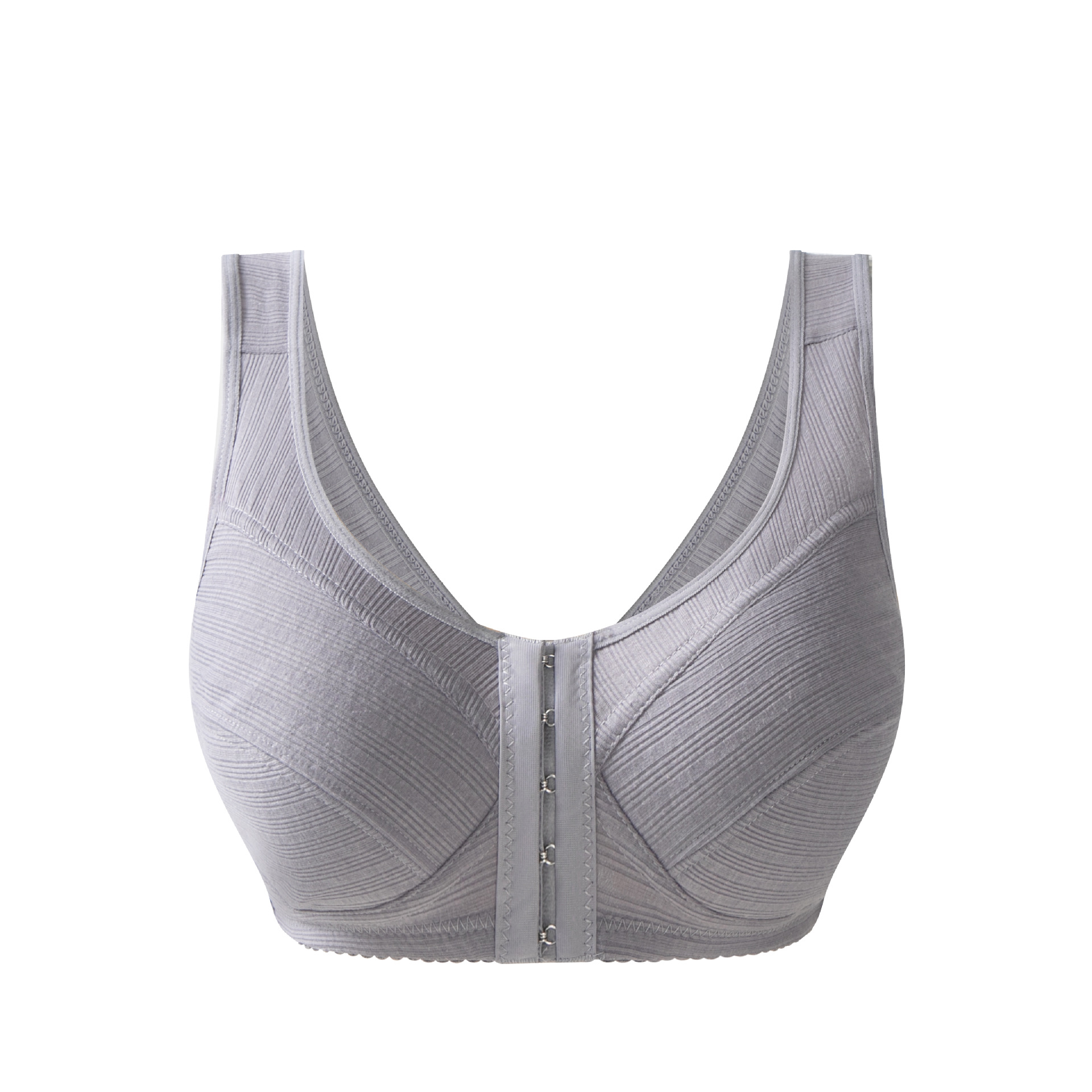 New Threaded Cloth Cotton Front Buckle Underwear Women's Vest Thin Cotton Middle-aged and Elderly plus size Bra without Steel Rings