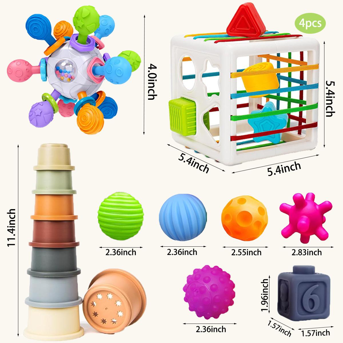 Cross-Border Amazon Infant Jenga Building Blocks Jenga Hand Ball Combination Set 5-in-1 Sensory Toy