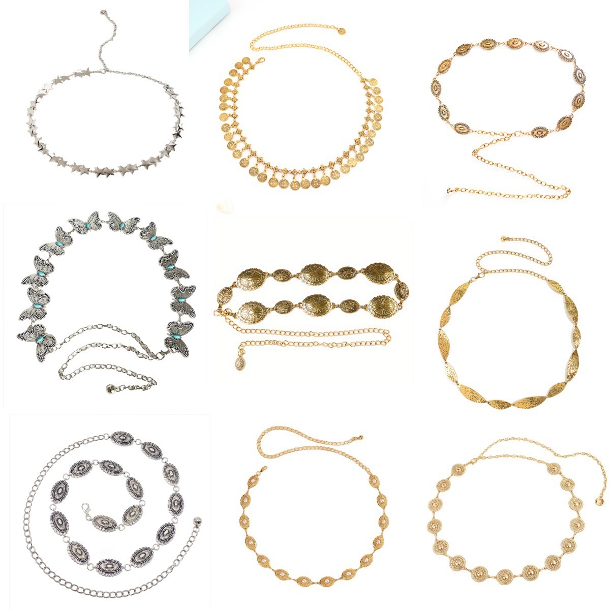 European and American Retro Metal Waist Chain Women's Waist Chain Fashion Accessories Butterfly Chain Versatile Belt Jewelry Wholesale