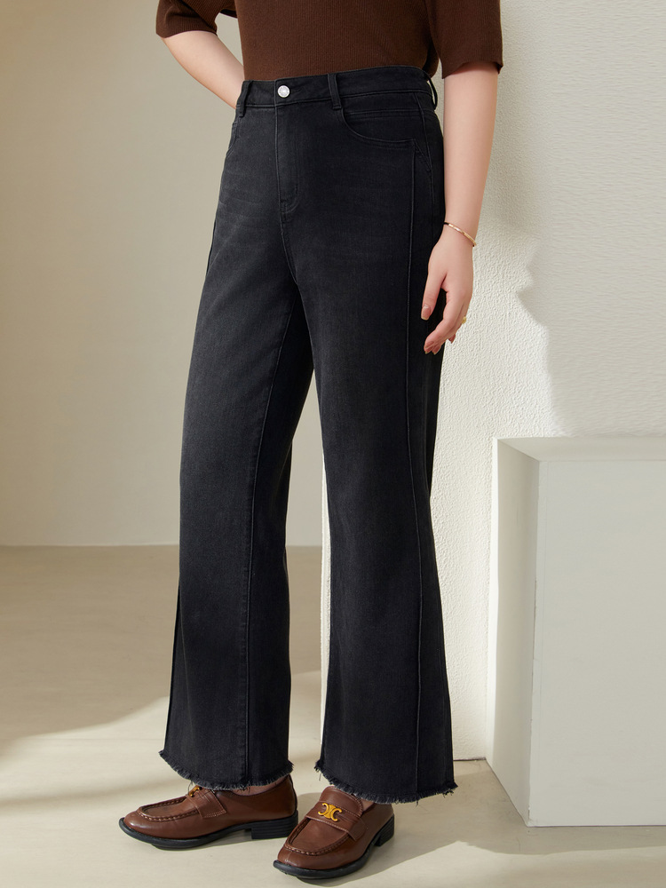 [Universal Toothpick Pants] Slim Show Women's plus size Dress with Fringe and Tassel Weilar Jeans chubby girl Autumn New