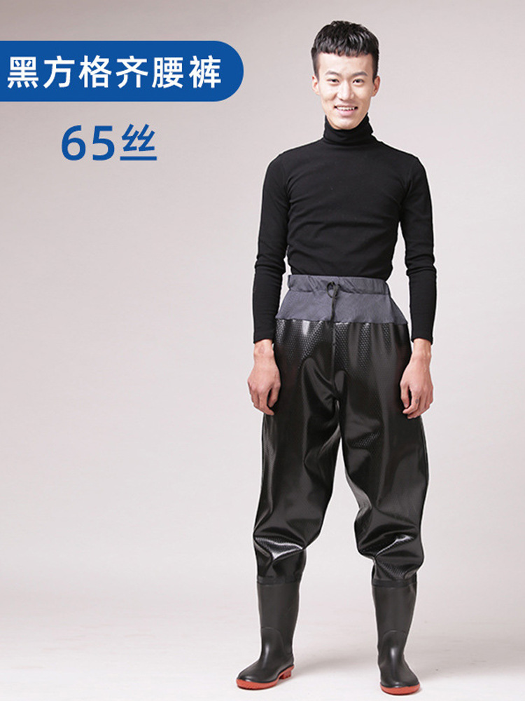 Pvc Waterproof Half-Body Rain Pants Men's Thickened Suspenders Wading Pants Outdoor Camping Wading Pants Manufacturer