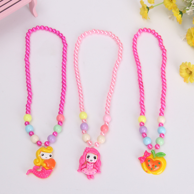 Children's bead necklace little girl chic sweet cute necklace cartoon toy girl small gift