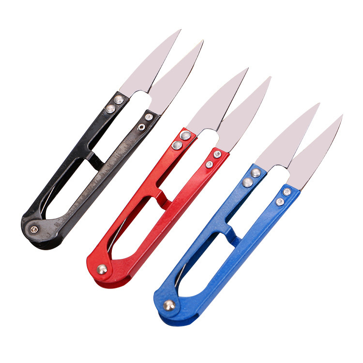 U-Shaped Plastic Spring Yarn Scissors Cross Stitch Thread Scissors Fishing Line Scissors Sewing Scissors Bagged Household Colorful Small Scissors