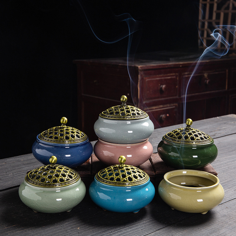 Ceramic Incense burner Home Yiwu Wholesale Incense Kiln Change Ge Kiln Incense burner Temple Aromatherapy Plate Tower Incense small size Incense burner