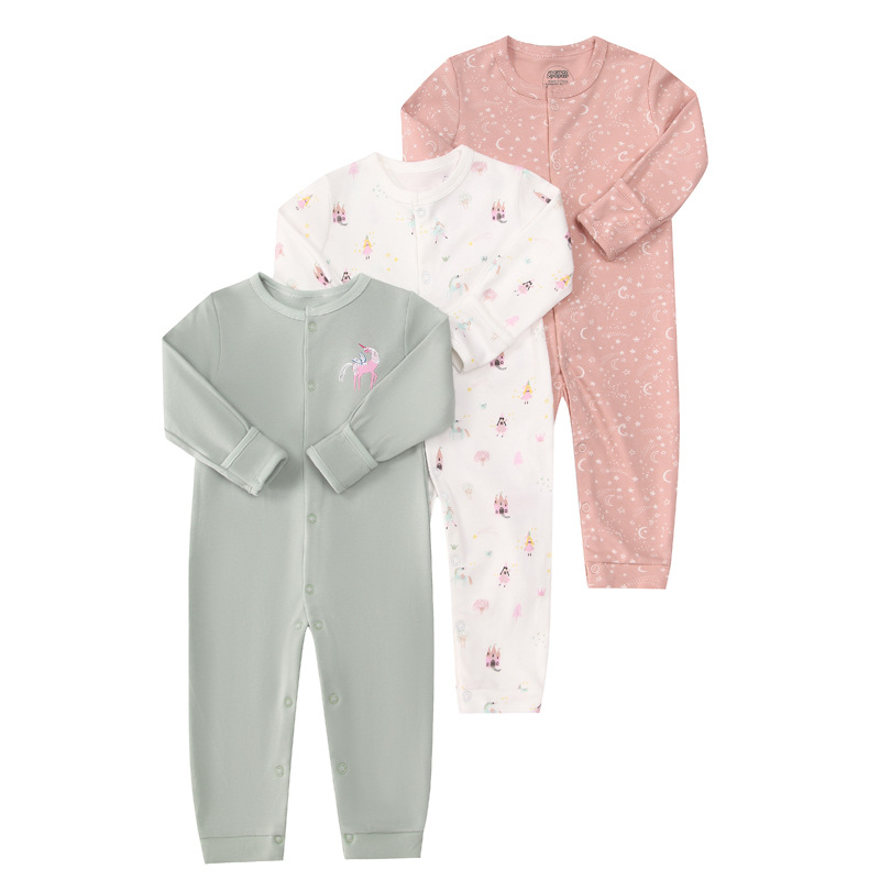 Foreign trade children's clothing new spring and autumn baby jumpsuit long sleeve khayi flat foot climbing baby three-piece outfit cross-border hair generation