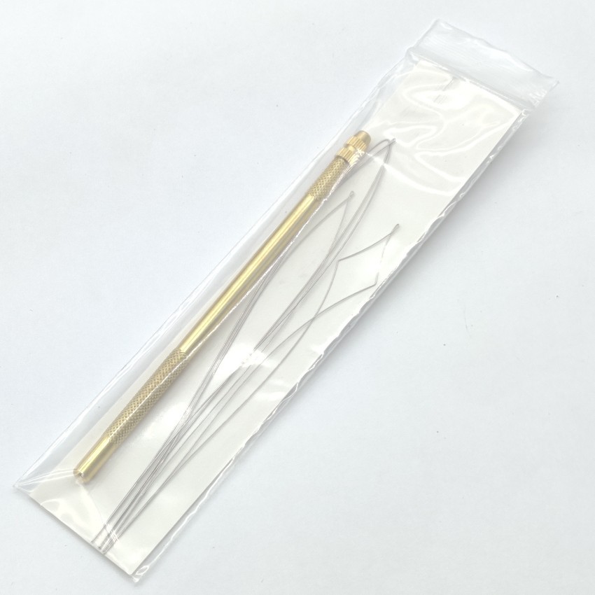 Wig Hair Extension Tools with 4 Heads Each Copper Handle Beading Device Fishing Line Beading Device Pull Ring Beading Device