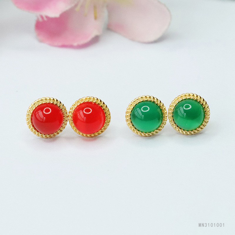 Серьги из серебра С925 с натуральным зеленым агатом ювелирные изделия оптом MN3101001