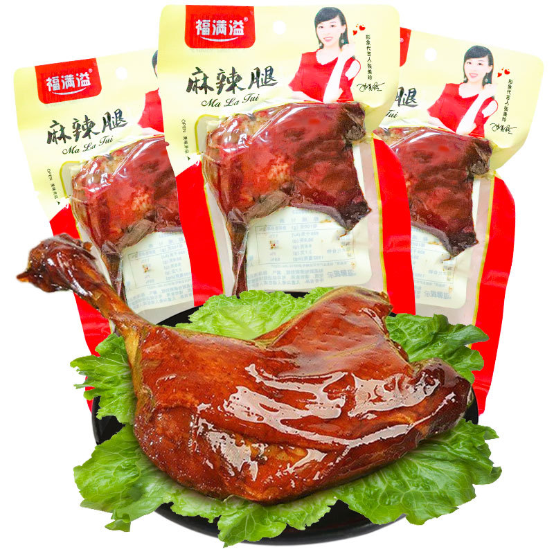 Factory wholesale fuman overflow spicy duck leg 110g salt baked spiced chicken leg open bag instant duck snacks wholesale