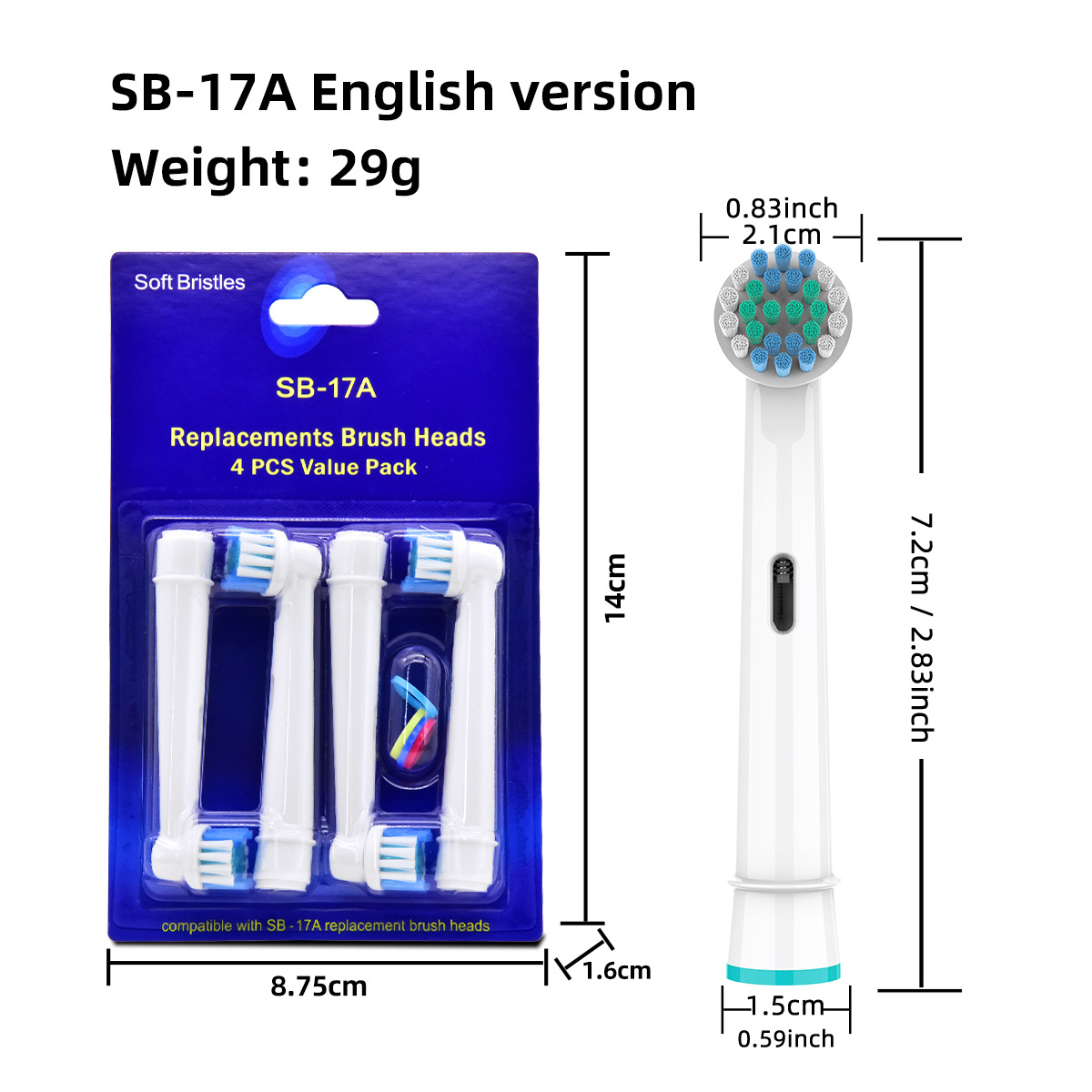Factory Direct Supply Electric Toothbrush Head Adapts to Oralb Oral B Electric Toothbrush Head Sb-17A Electric Replacement Brush Head