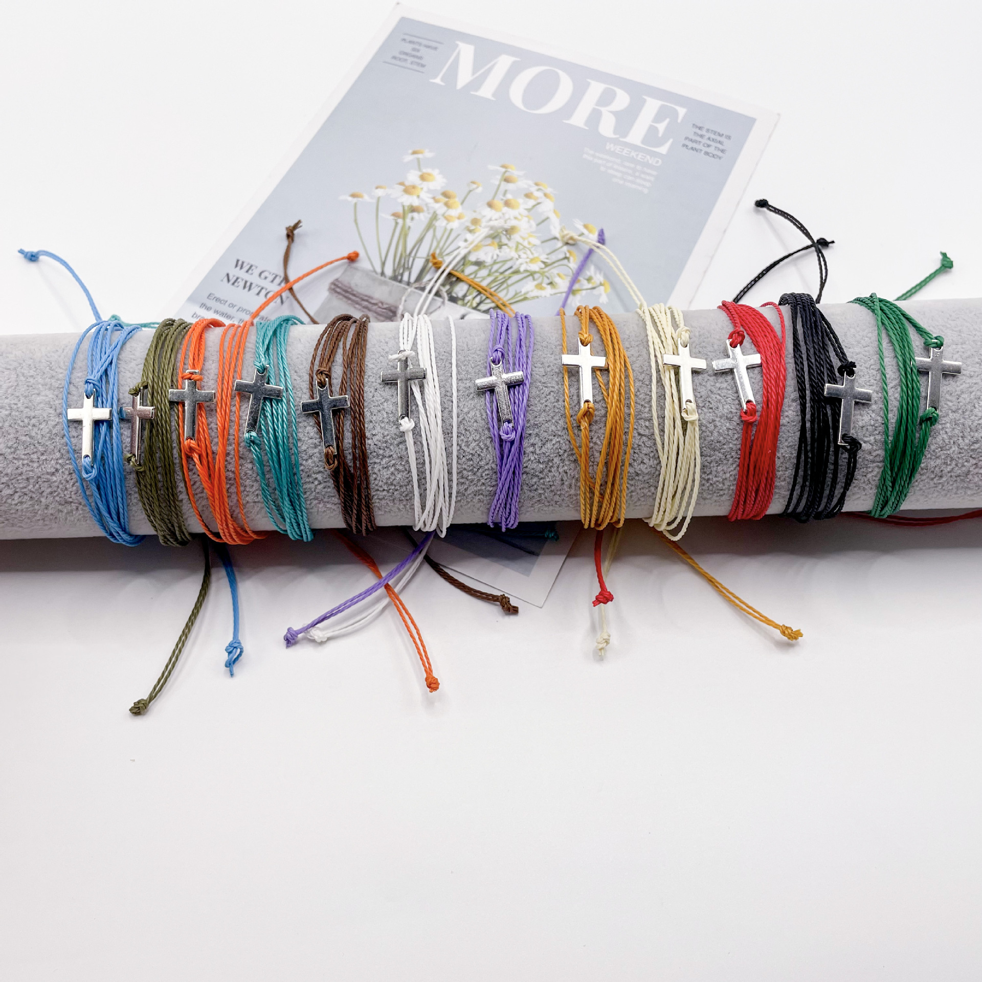 Браслет из вощеного шнура для мужчин и женщин водонепроницаемый дружбы кросс-браслет для пляжа и серфинга