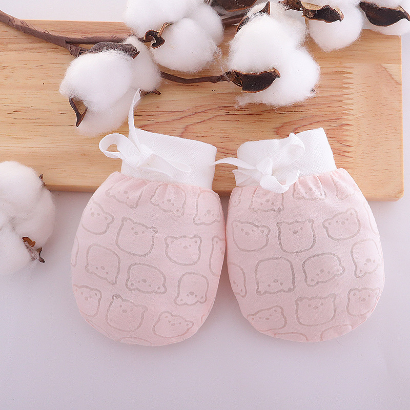 Baby Anti-Scratch Mesh Small Gloves Summer Thin Breathable Cool Flower Bear Drawstring Lace Baby Adjustable Gloves