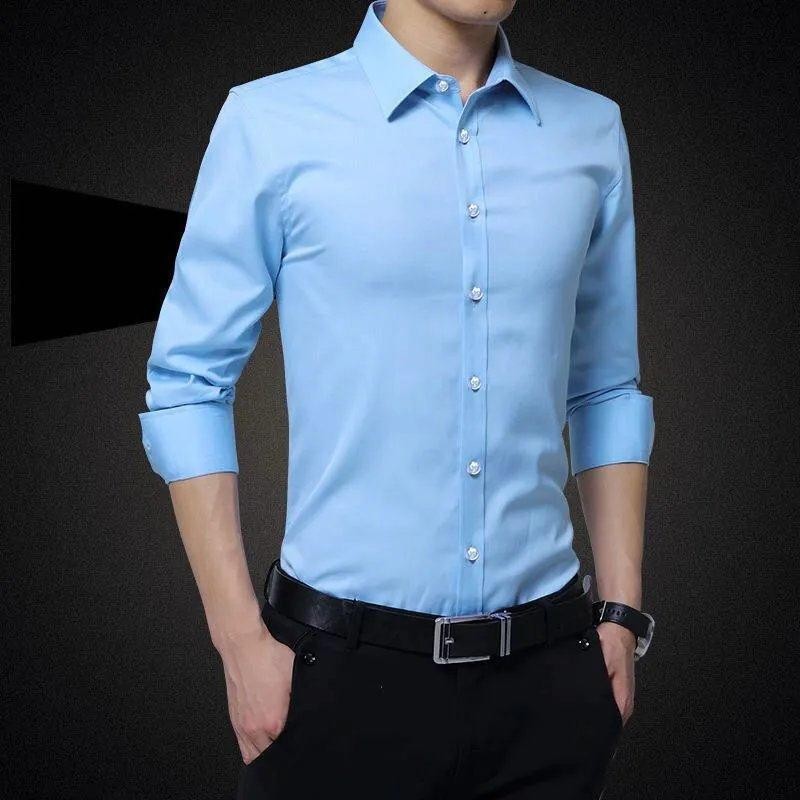 New White Shirt Men's Long-sleeved Slim-fit Work Business Dress Shirt Professional Short-sleeved Shirt Autumn and Winter fleece-lined Thickened