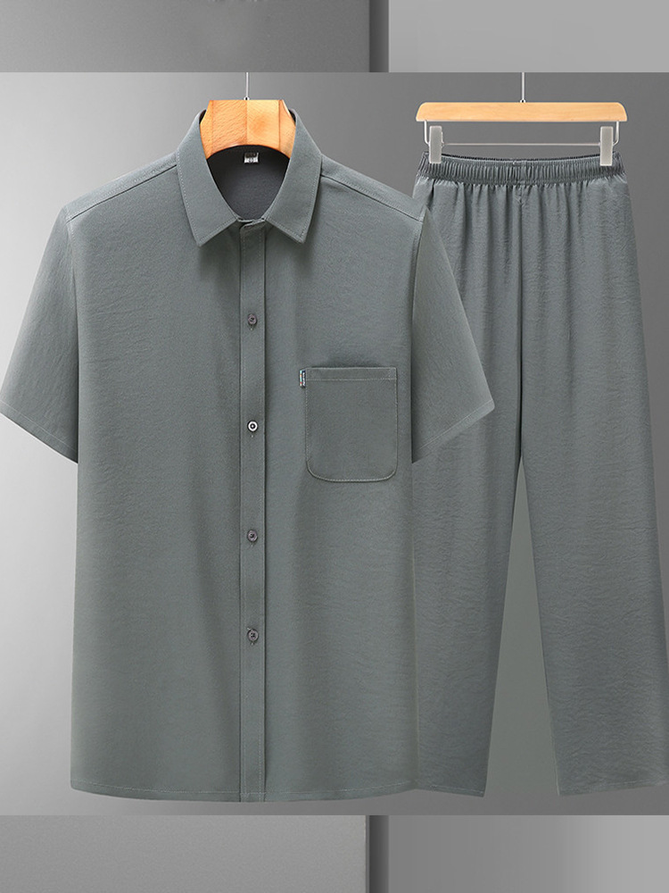 Летняя рубашка для мужчин среднего возраста, из хлопка и льна, короткие брюки, китайский стиль, тонкий свободный костюм