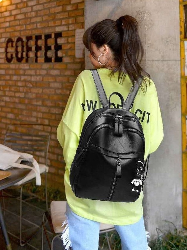 Factory Direct PU leather backpack large capacity high school student schoolbag leisure ladies travel backpack foreign trade Wholesale