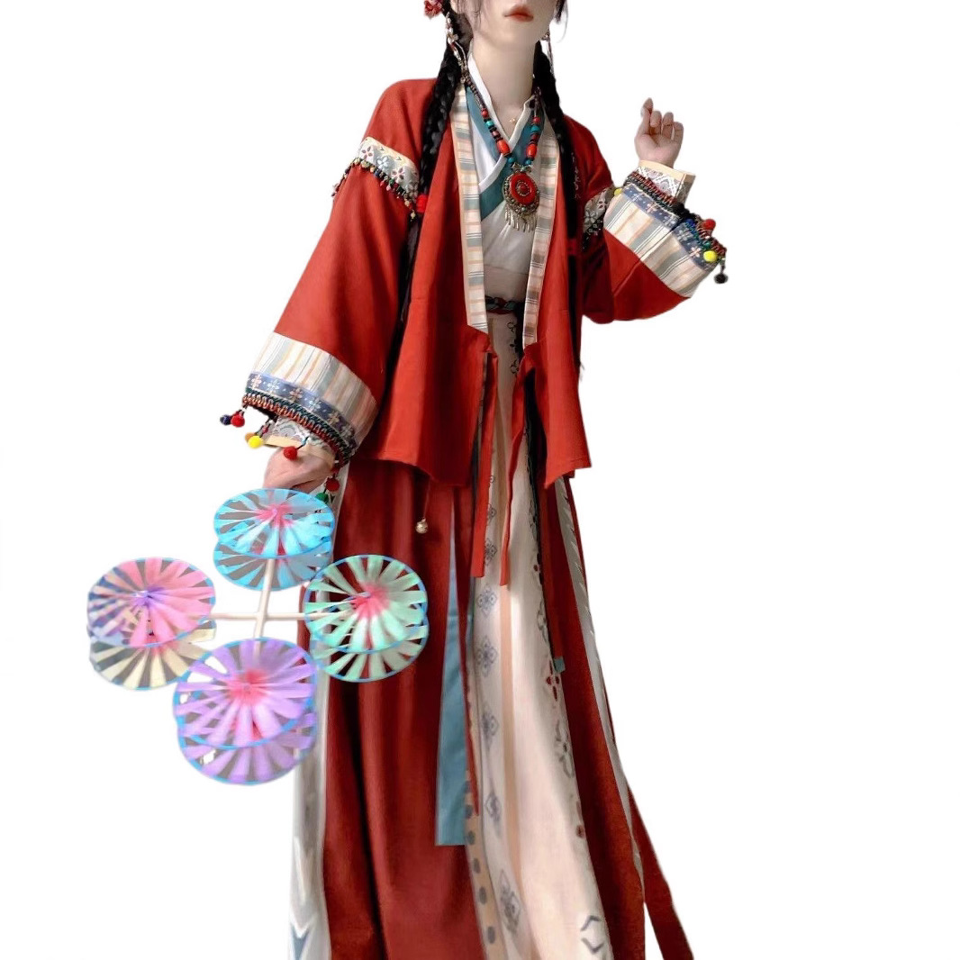 Tang Dynasty Wei Jin Feng Han Clothing Female [Red Not Laji] Han Element Tang Quilt One-Piece Waist Broken Skirt Daily Wear