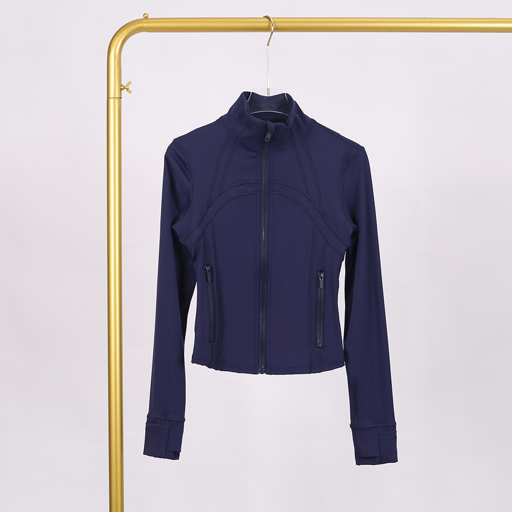 Lulu Df Stand Collar Jacket Short Jacket Tight Stand Collar Elastic Jacket Gold Zipper Fitness Yoga Wear