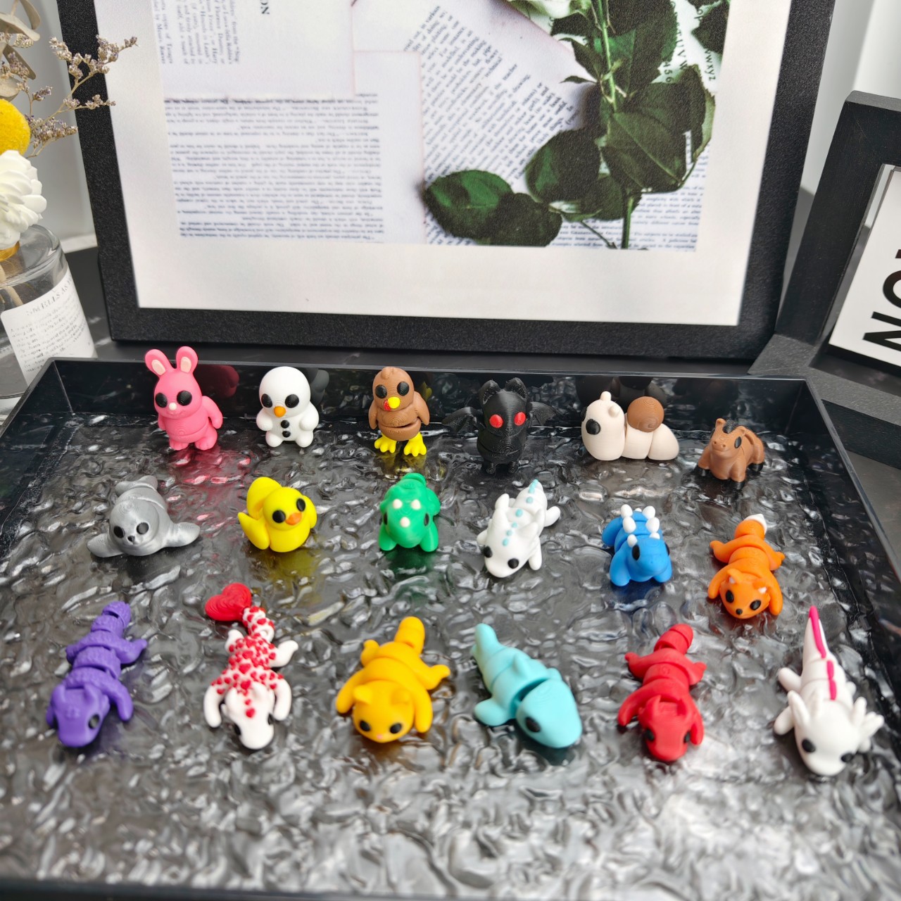 3D Printed Colorful Small Animal Models, Small Figurine Toys, Mini Cartoon Dolls, 64 Types of Small Animal Simulation Designs