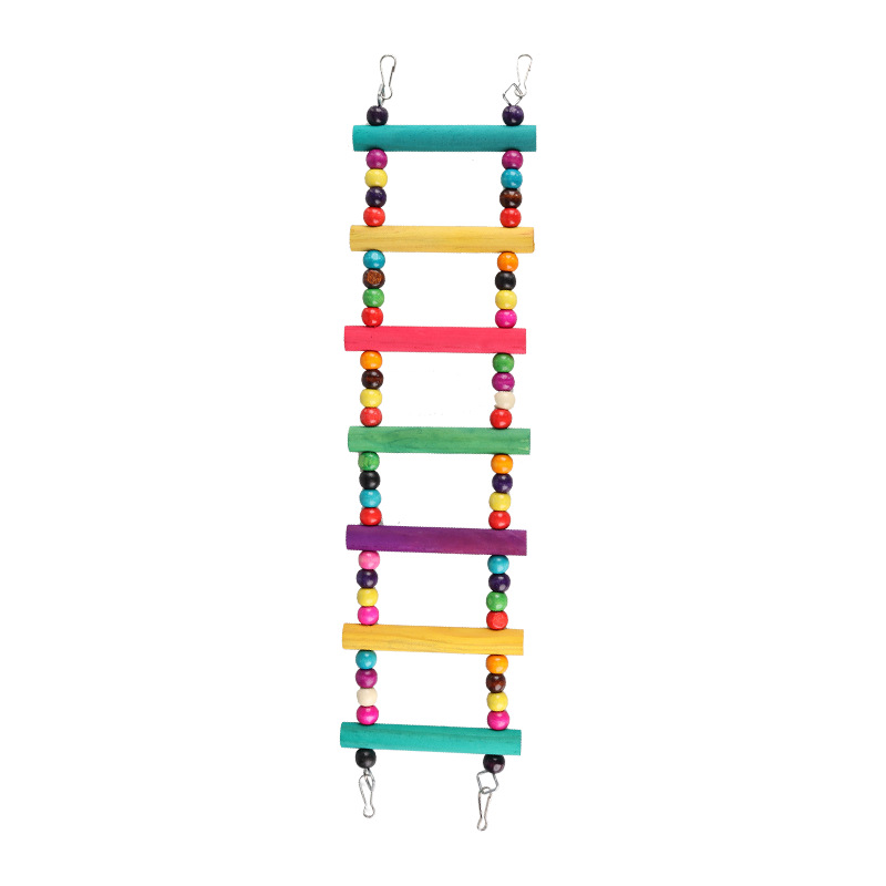 Wooden beads climbing ladder large and medium-sized parrot supplies climbing ladder Ladder swing bite toy Birdcage stand bar wholesale