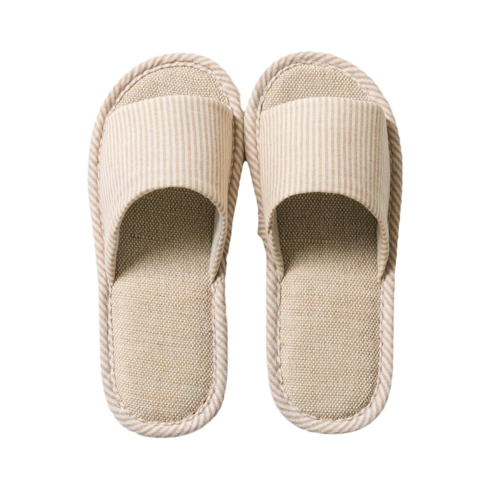 Jielia Linen Slippers Women's Spring and Autumn Indoor Home Quiet Sweat-Absorbing Non-Slip Floor Cotton Linen Fabric Slippers for Four Seasons