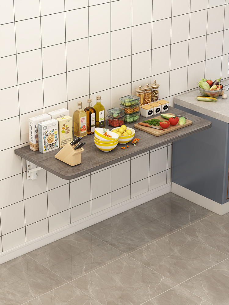✅ Wall-Mounted Folding Table Board, Wall-Mounted Dining Table, Household Solid Wood, Can Be Hung on the Wall, Small Table, Kitchen Storage Rack Against the Wall